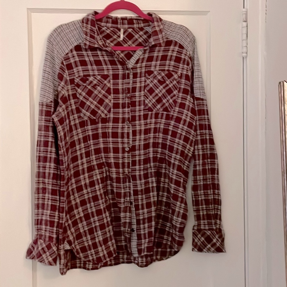 Free People Catch Up With Me Plaid Button Down Shirt